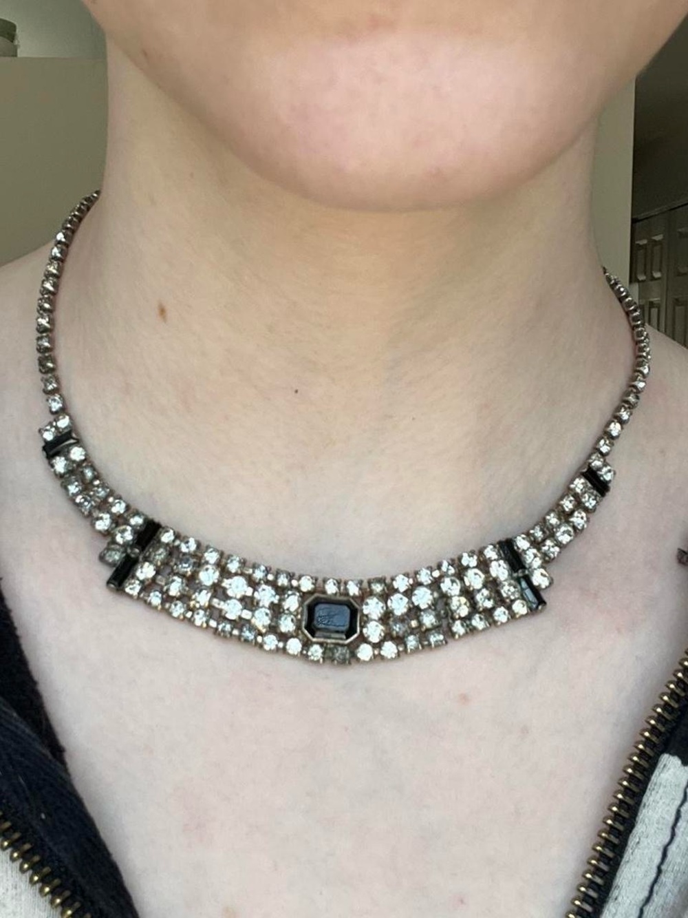 Crystal and Black Accent Choker Necklace - Women Jewelry